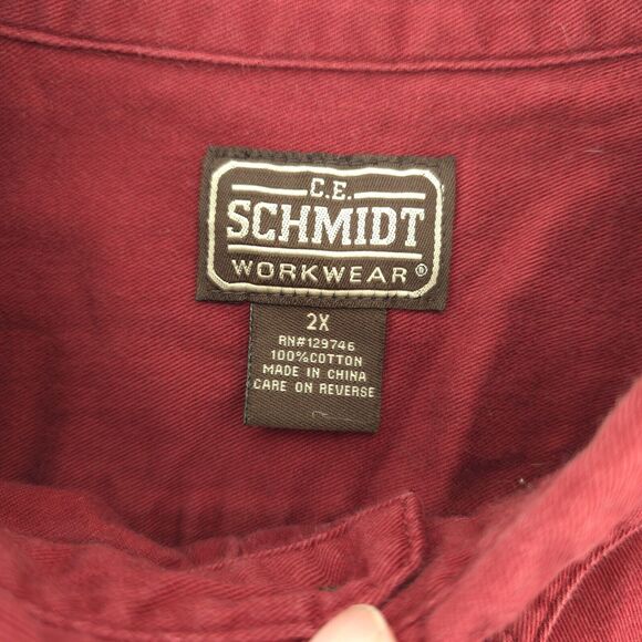 CE Schmidt Workwear Flannel Shirt Mens 2XL Heavy Cotton Red - Picture 5 of 7